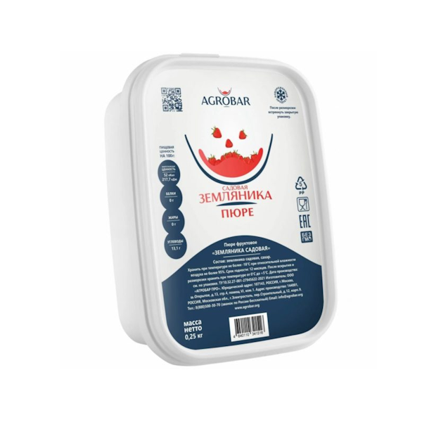 Пюре замороженное Земляника Агробар 250 гр.