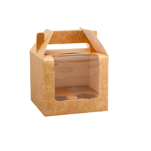 Коробка-сундук 4 капкейка Крафт 16*16*14см