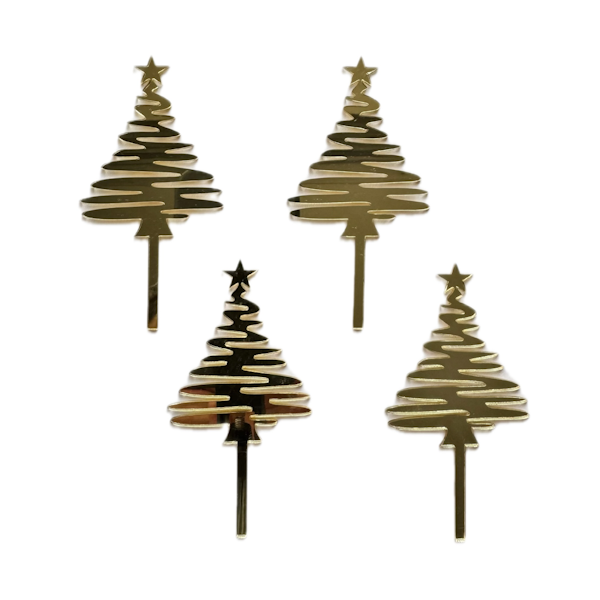 Набор топперов Ёлки золотые 4шт НГ58