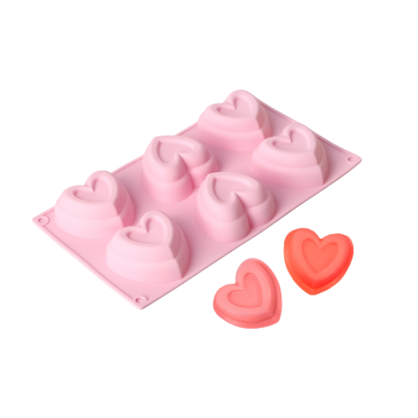 Форма силикон Сердце в сердце 6 ячеек