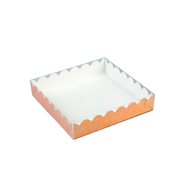 Коробка пряник Крафт 15,5*15,5*3,5см ажурная сторона