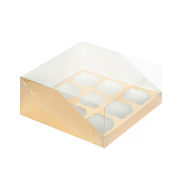 Коробка 9 капкейков ЗОЛОТАЯ