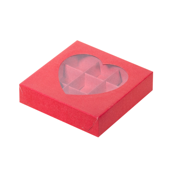 Коробка 9 конфет Красное сердце