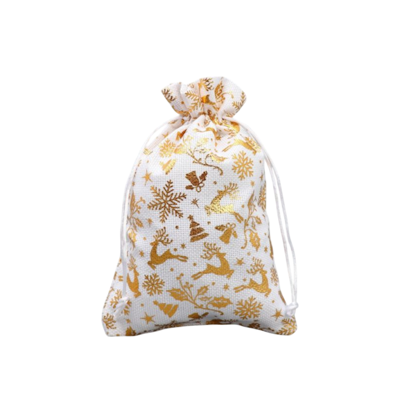Мешочек холщовый «Новогодние олени» 16×24см