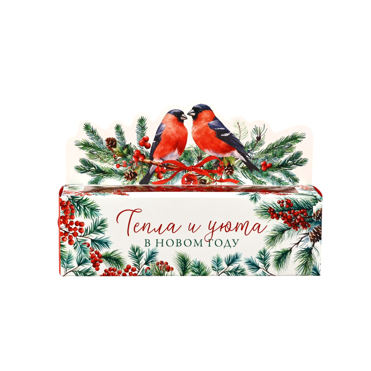 Коробка макарон Снегири 18*5,5*5,5 см