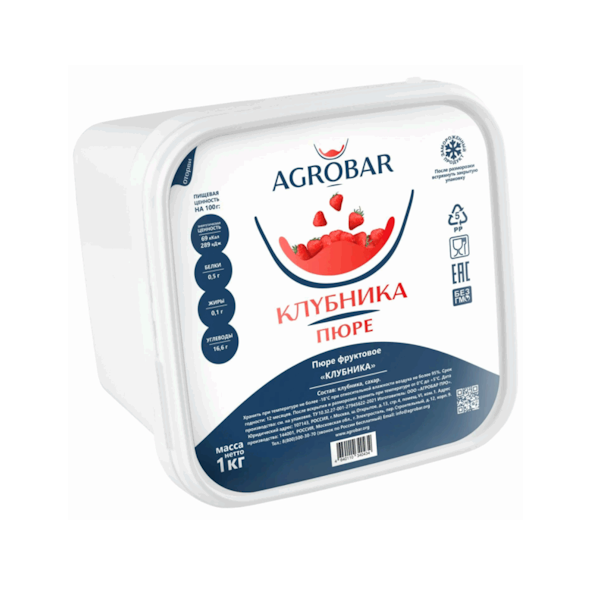 Пюре замороженное Клубника Агробар 1кг