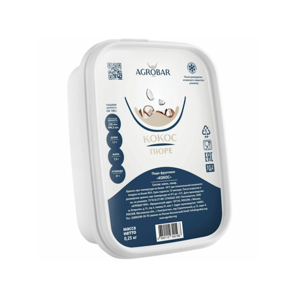 Пюре замороженное Кокос Агробар 250 гр.