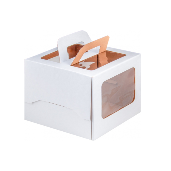 Коробка торт с ручками и окном 20-20-20 см