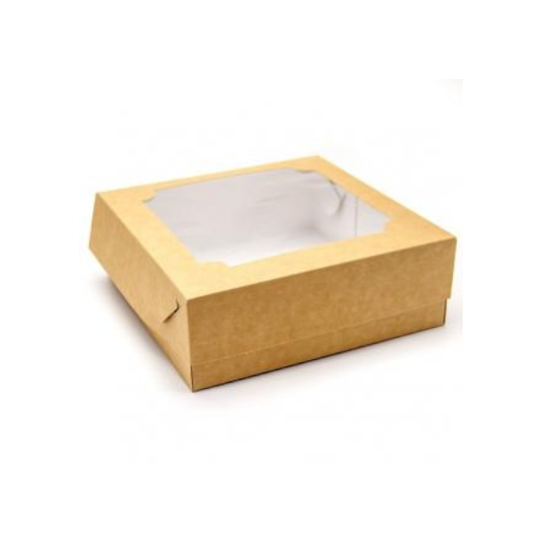 Коробка зефир КРАФТ с окном 20-20-7см