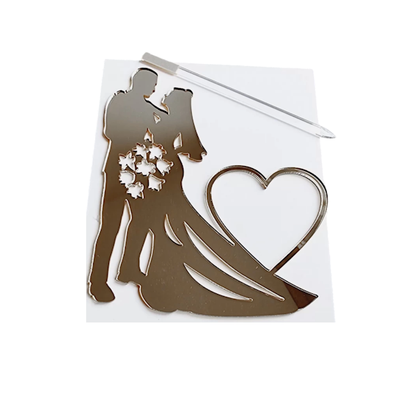 Топпер Молодожены и сердце (золотой) рза153