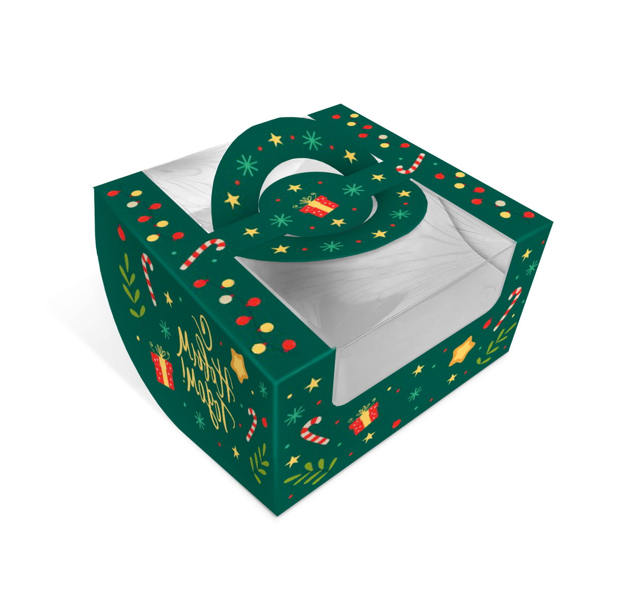 Коробка Бенто-торт Изумрудная 14-14-8см