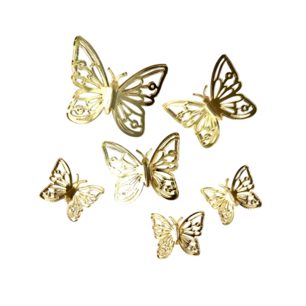 Набор топперов Бабочки Золотые 6шт (зн61)