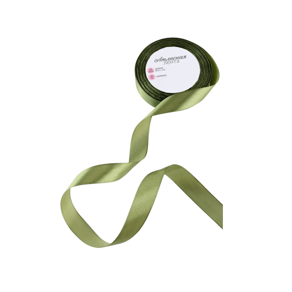 Лента атласная "Травяная" 2см * 20м