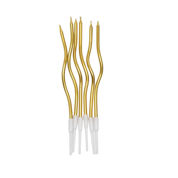 Свечи витые Серпантин золотые 6 шт