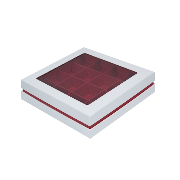 Коробка 16 конфет Люкс Бело-красная