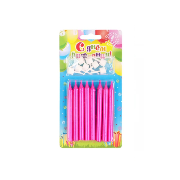 Свечи Манхэттен Розовые 9см 8шт