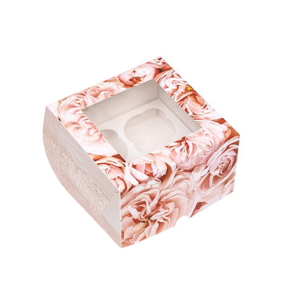 Коробка 4 капкейка Пионы