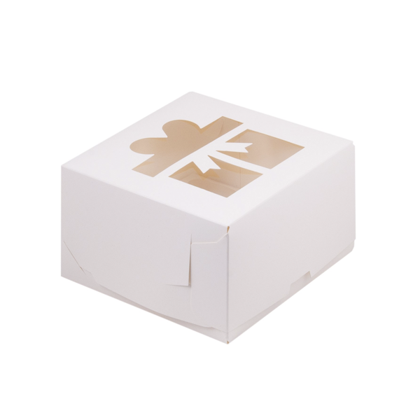 Коробка 4 капкейка Белая Подарок