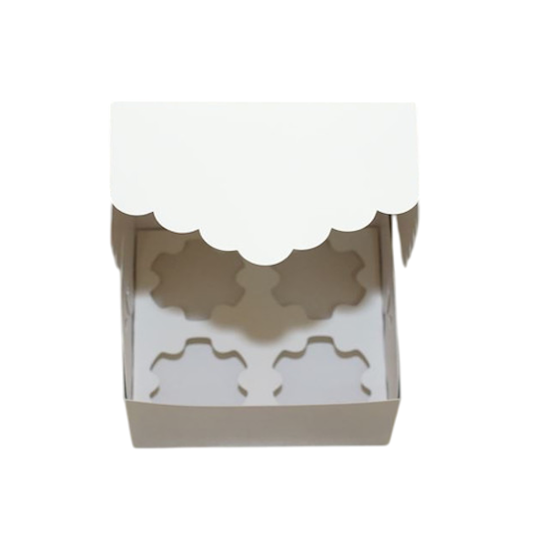 Коробка 4 капкейка с Кружевным краем