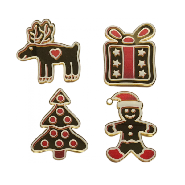 Набор топперов Новогодний 4шт (золото-красный) НГ64