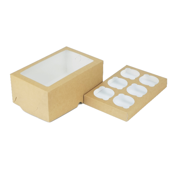 Коробка 6 капкейков КРАФТ (упаковка 5шт)