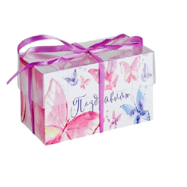 Коробка 2 капкейка Поздравляю