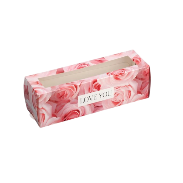 Коробка макарон Love You (розы) 18*5,5*5,5см