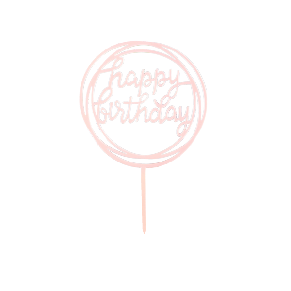 Топпер круглый Розовый Happy Birthday