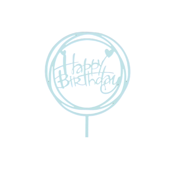 Топпер круглый Голубой Happy Birthday