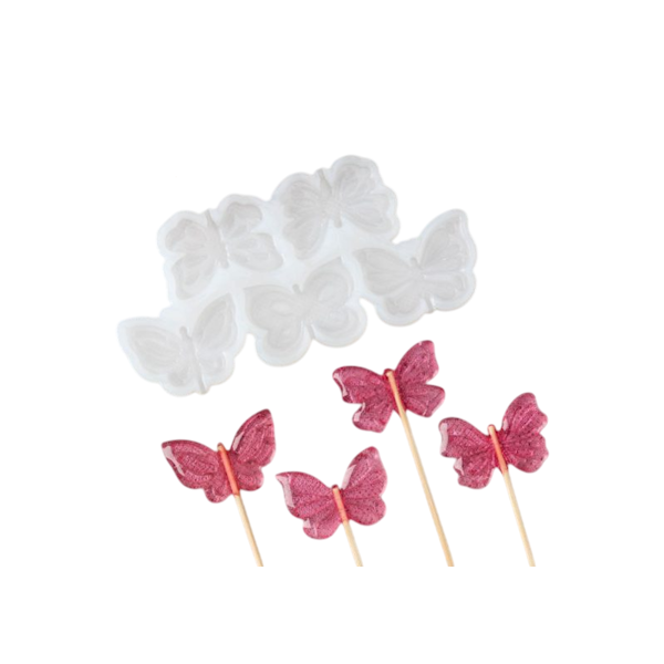 Форма белая леденец Бабочки 5 ячеек