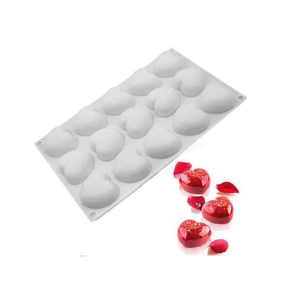 Форма силикон Сердечки Миди 15 ячеек