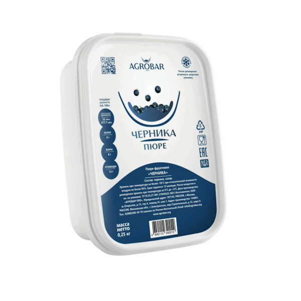 Пюре замороженное Черника Агробар 250 гр.