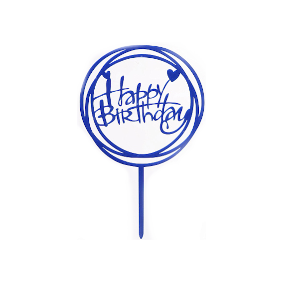 Топпер круглый Синий Happy Birthday