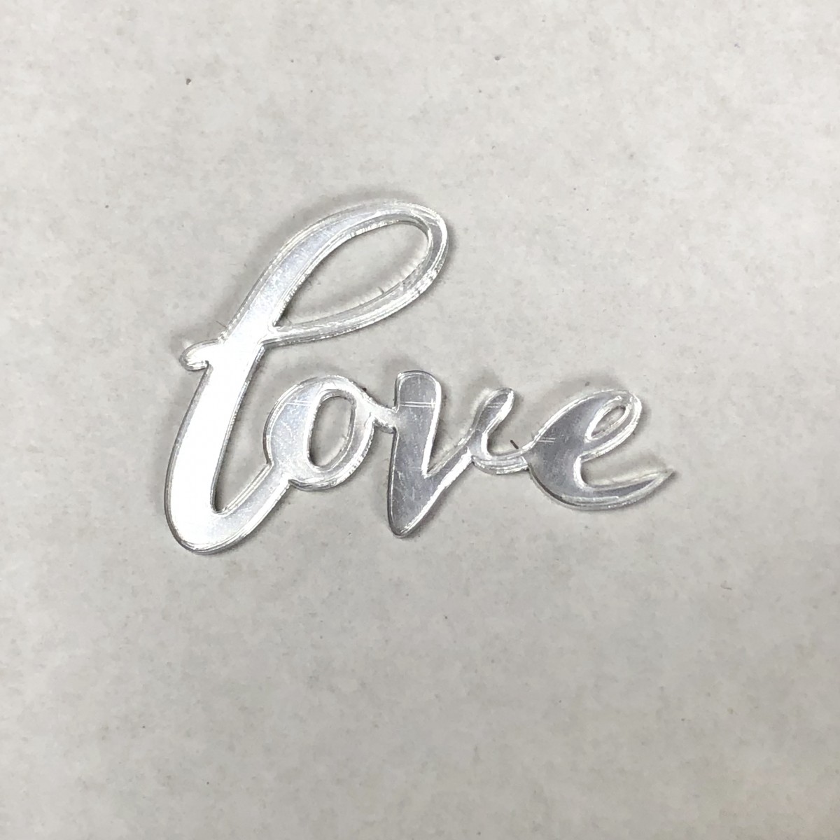 Топпер мини зеркальный Love серебро (б/п)