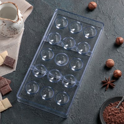 Форма поликарбонат для конфет Полусфера 15 ячеек