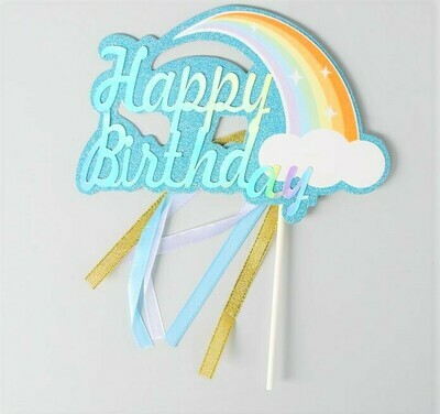 Топпер голубой РАДУГА Happy Birhday
