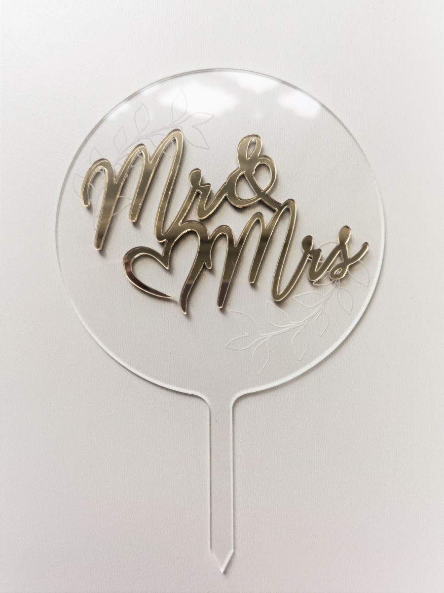 Топпер акрил прозрачный Mr & Mrs (рза151)