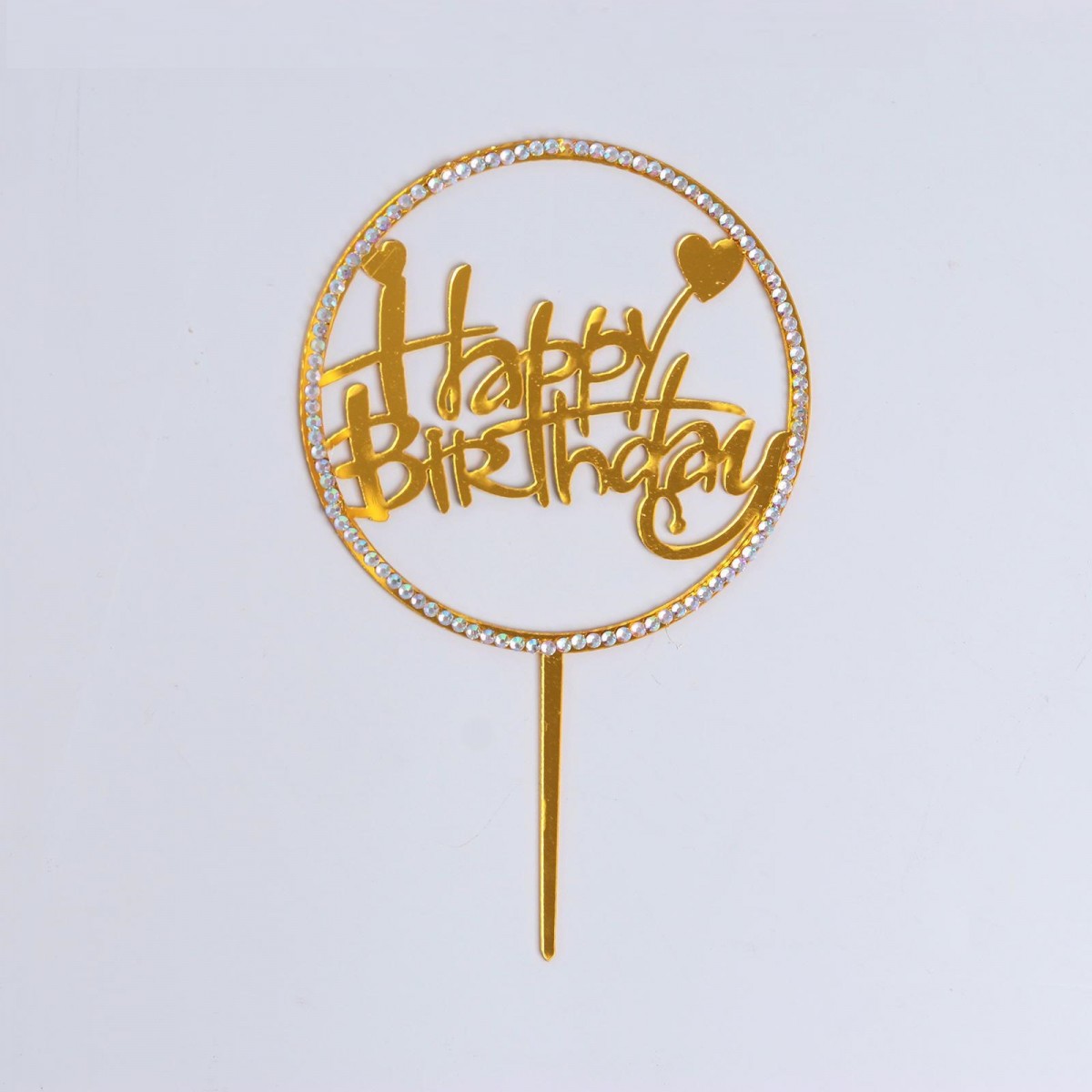 Топпер Золотой со стразами Happy Birhday