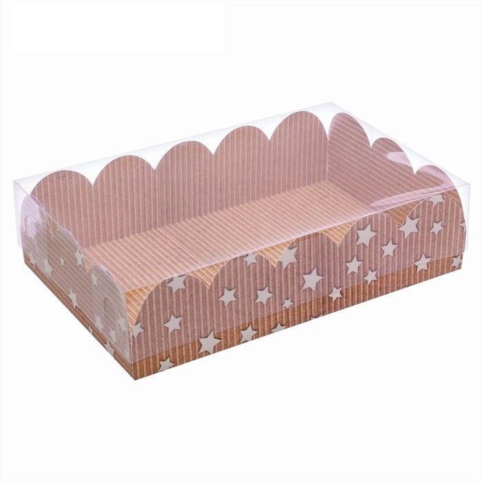 Коробка 20-30-8 см Звёзды коричневые