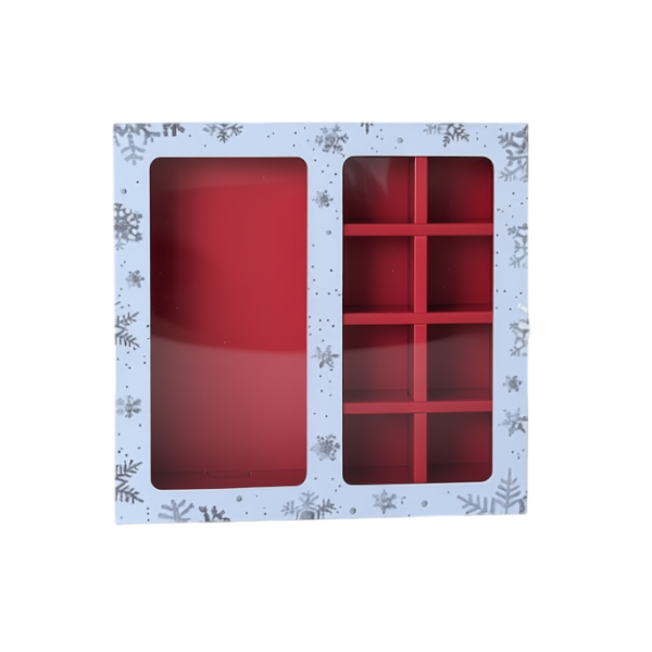 Коробка 8 конфет + Плитка Новогоднее серебро