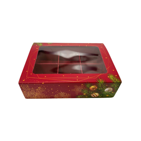 Коробка 6 конфет Зима Бордо