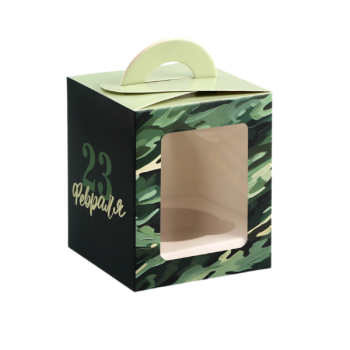 Коробка 1 капкейк 23 февраля 9*9*11см