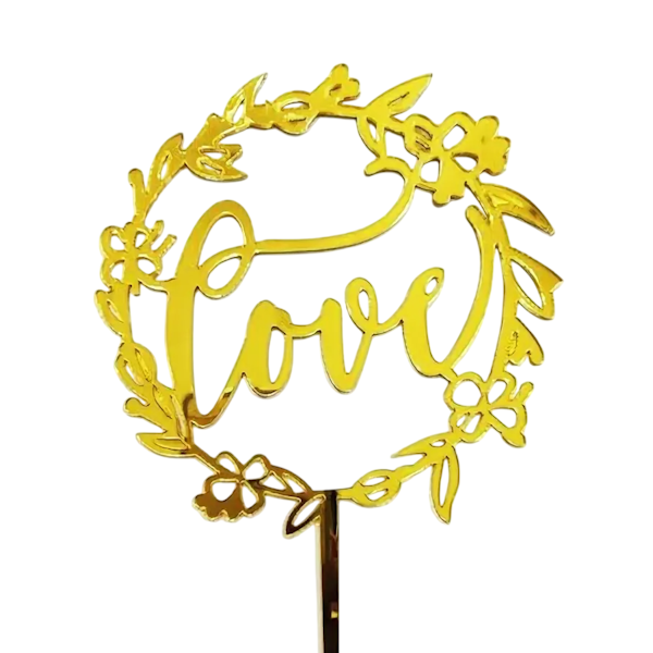 Топпер золотой Love (круглый венок)