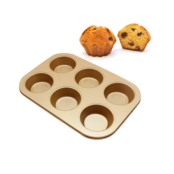 Форма для выпечки капкейков 6 ячеек (золотая)